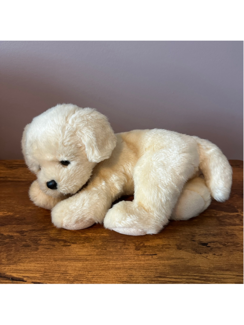 Ty 2008 Cream Puppy Dog Plush 12" Lying Floppy Stuffed Animal